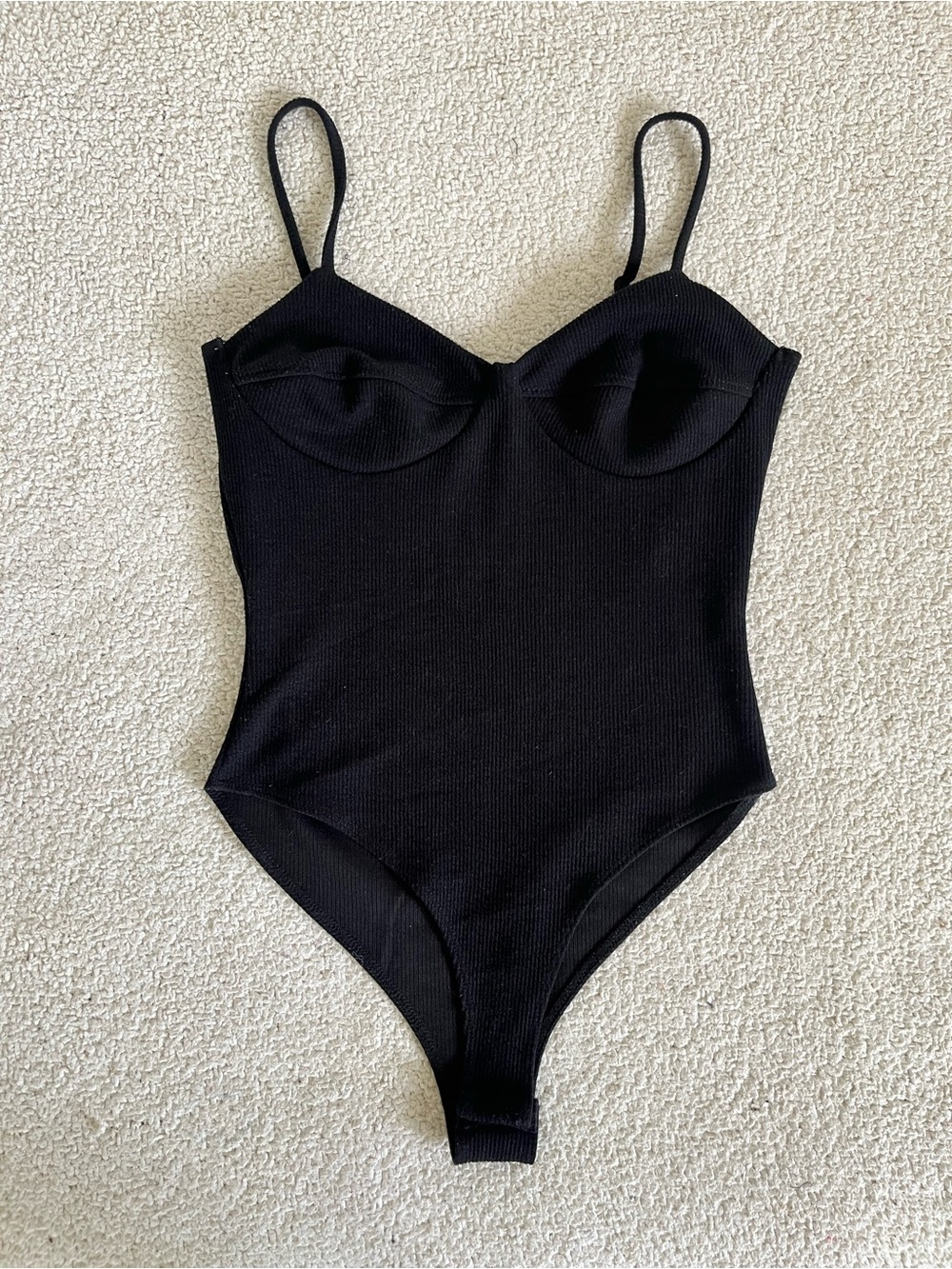 Forever 21 Black Ribbed basic bustier contour neutral minimalist bodysuit size L